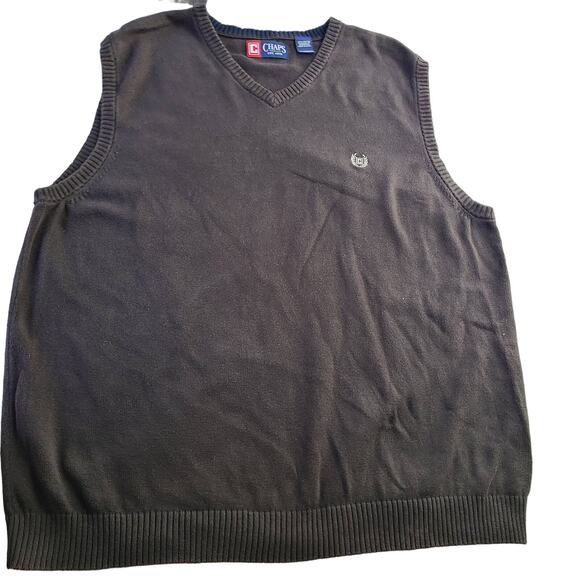 Chaps Brown Sweater Vest V Neck Preppy Golf Tennis  Men's Size XL 2442 - Picture 1 of 7